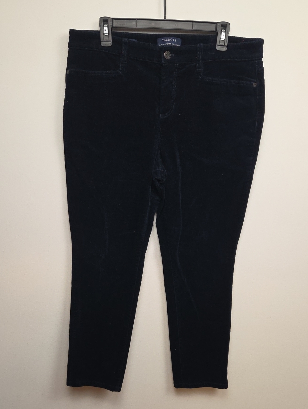 Talbots Classic Navy Blue Straight Leg Stretch Corduroy Pants Minimalist Size 14
